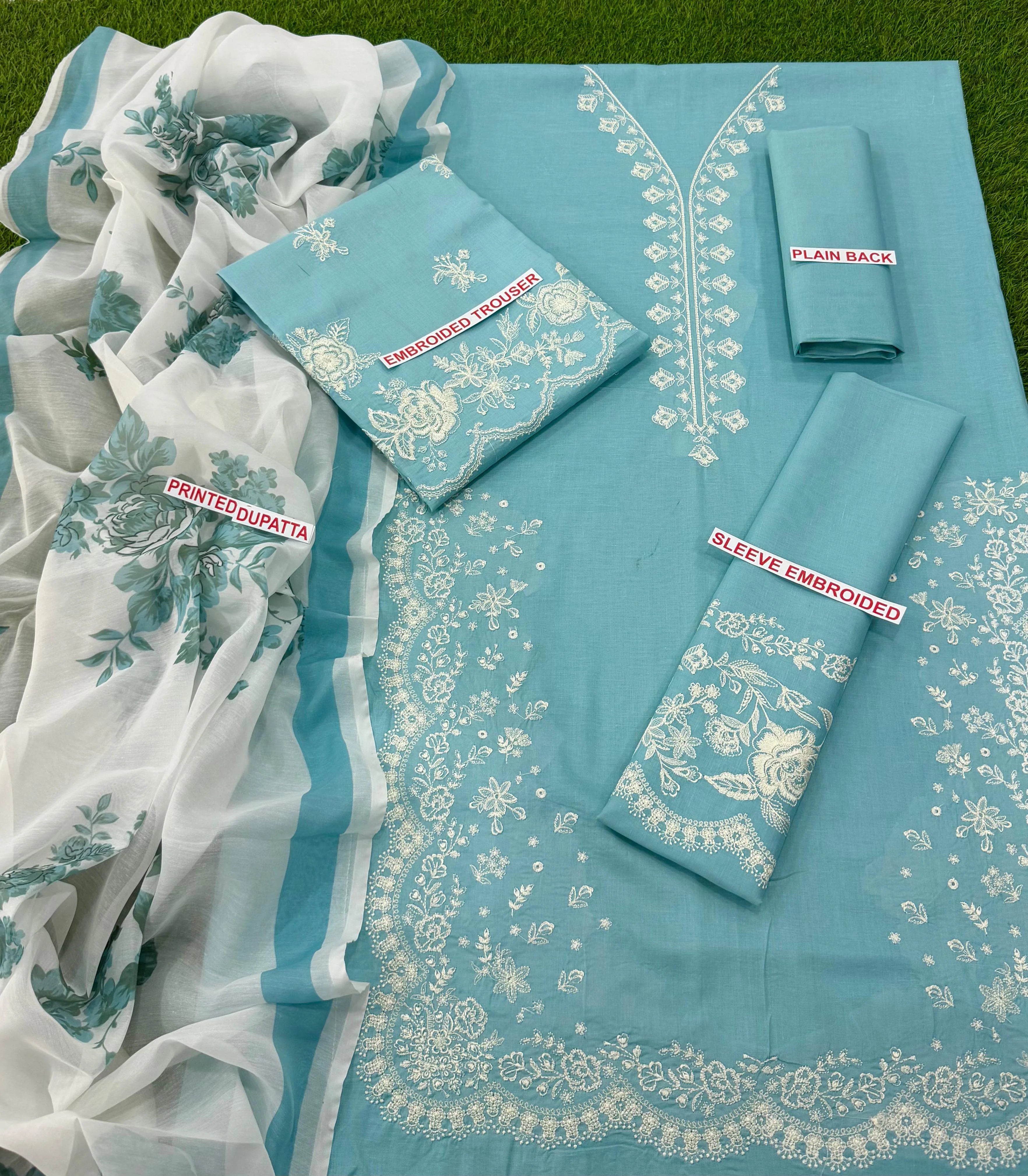 ZARA SHAHJAHAN 3PC lawn Embroidered suit with Lawn dupatta-6016
