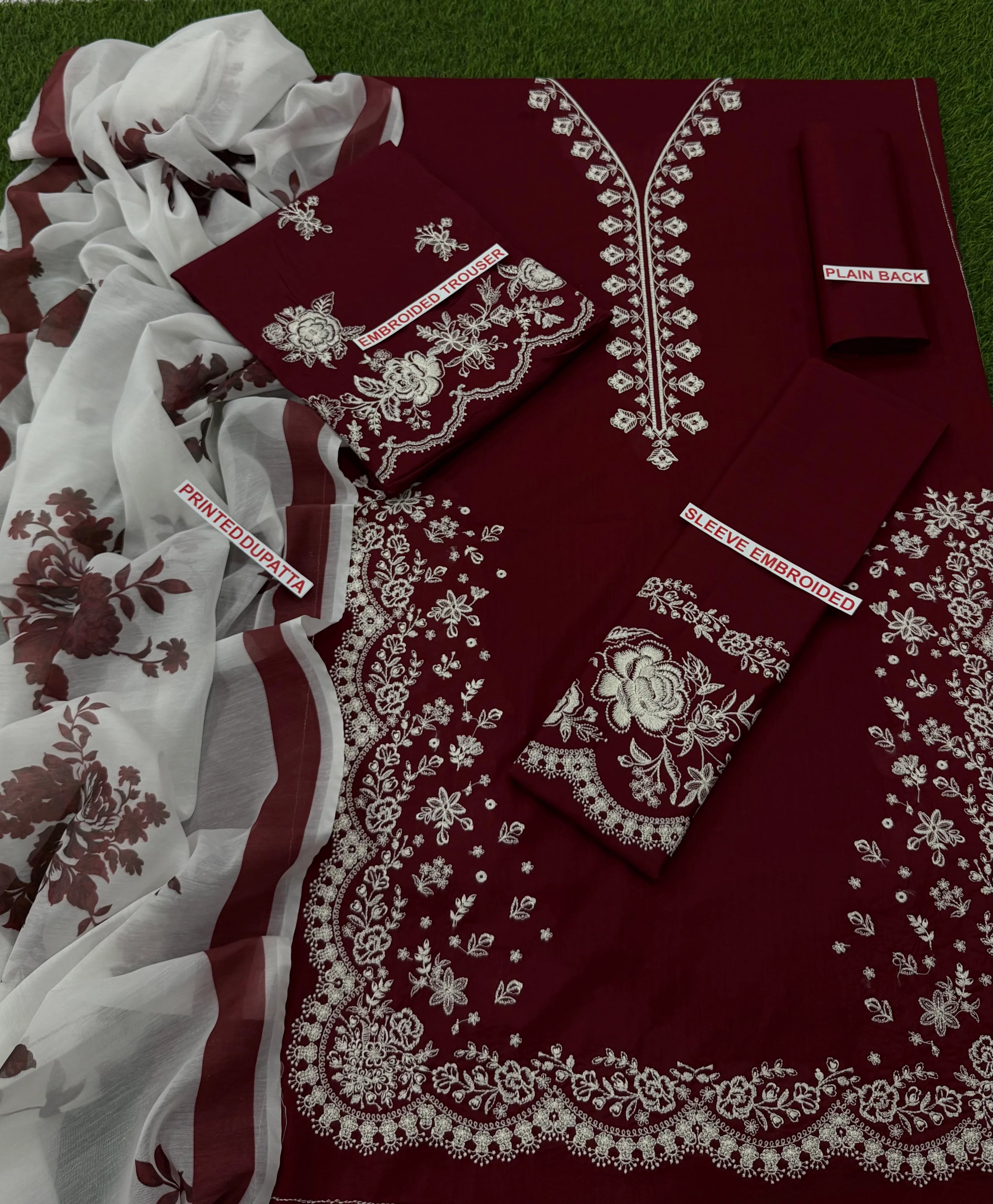 ZARA SHAHJAHAN 3PC lawn Embroidered suit with Lawn dupatta-6023
