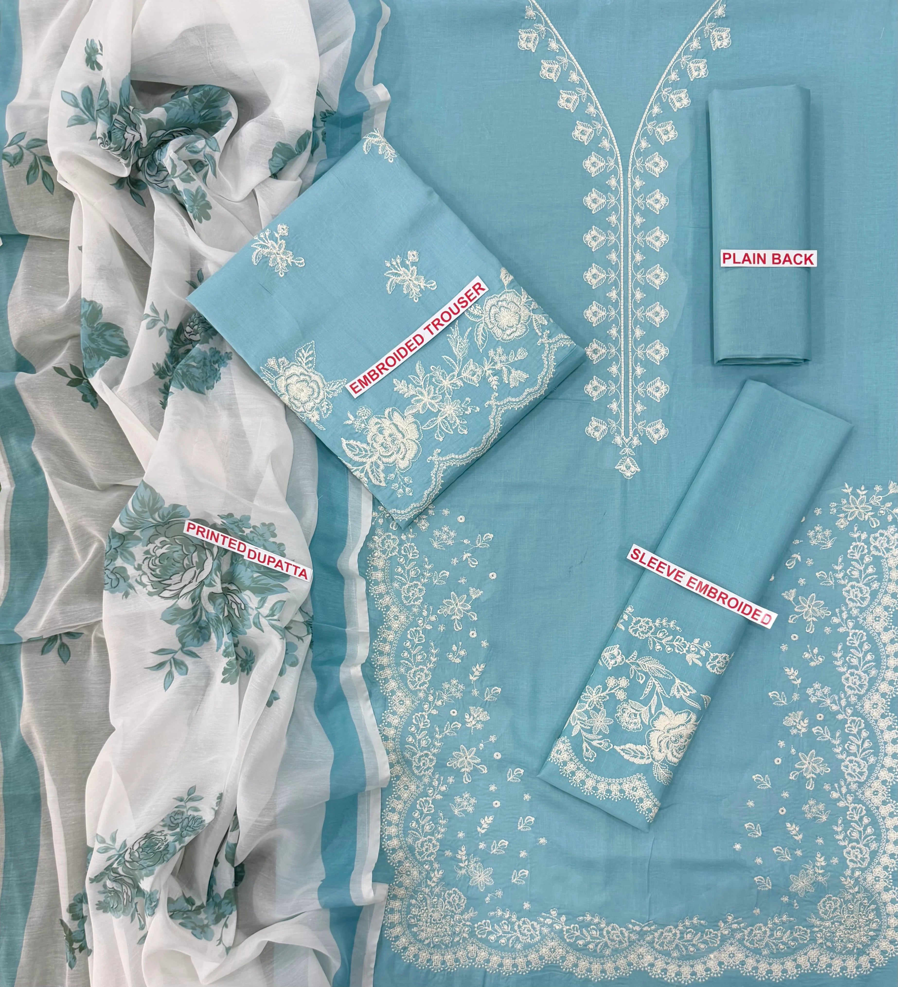 ZARA SHAHJAHAN 3PC lawn Embroidered suit with Lawn dupatta-6016