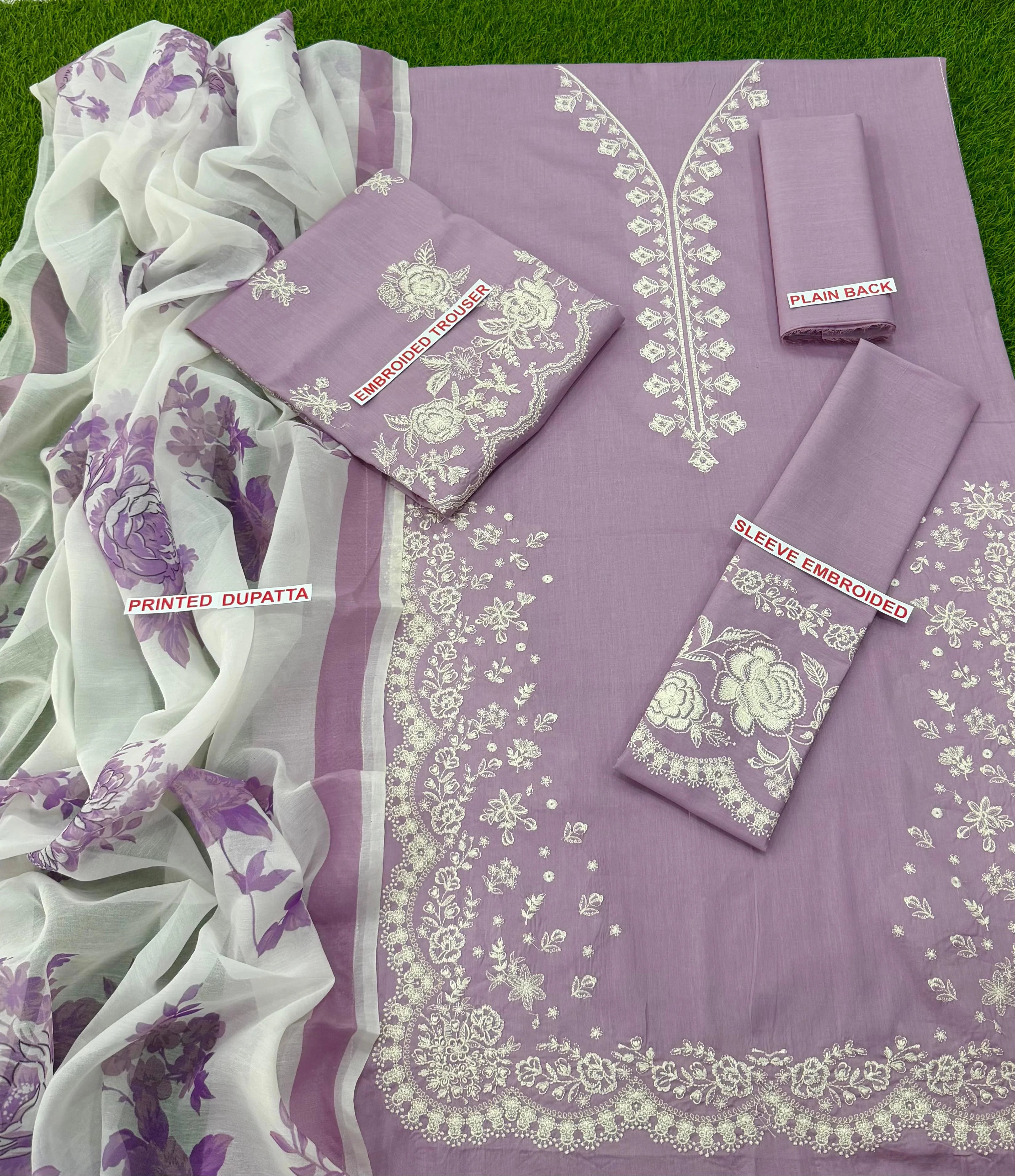 ZARA SHAHJAHAN 3PC lawn Embroidered suit with Lawn dupatta-6024