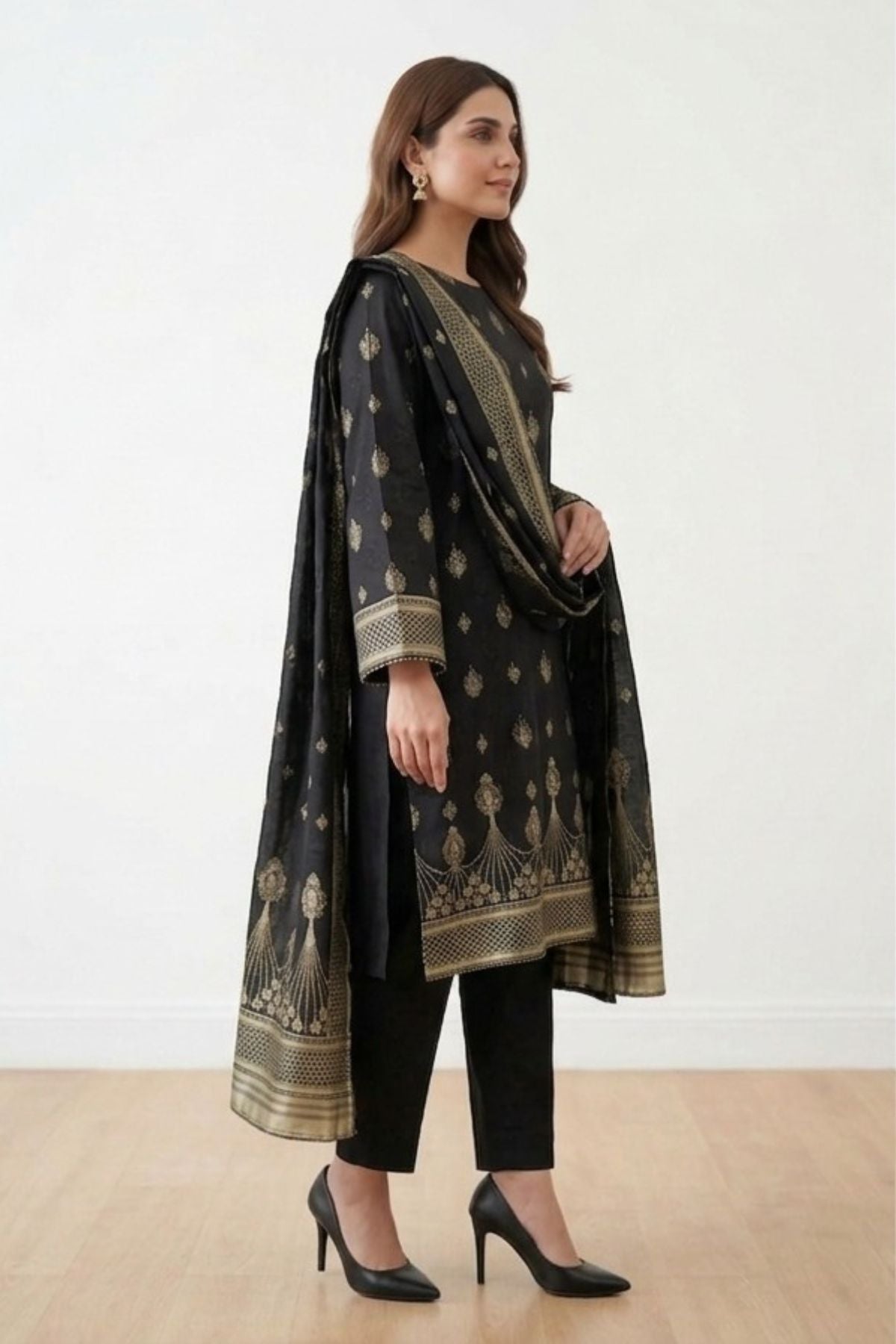 Black-Jacquard 3-Piece