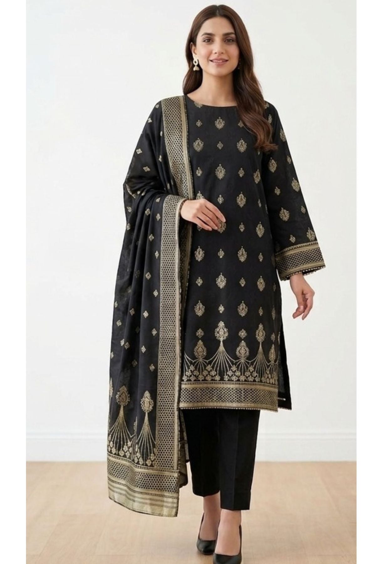 Black-Jacquard 3-Piece