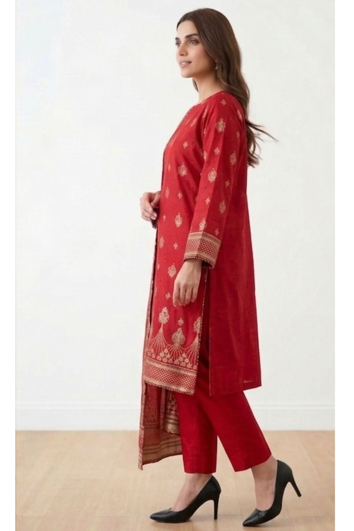 Red-Jacquard-3 Piece