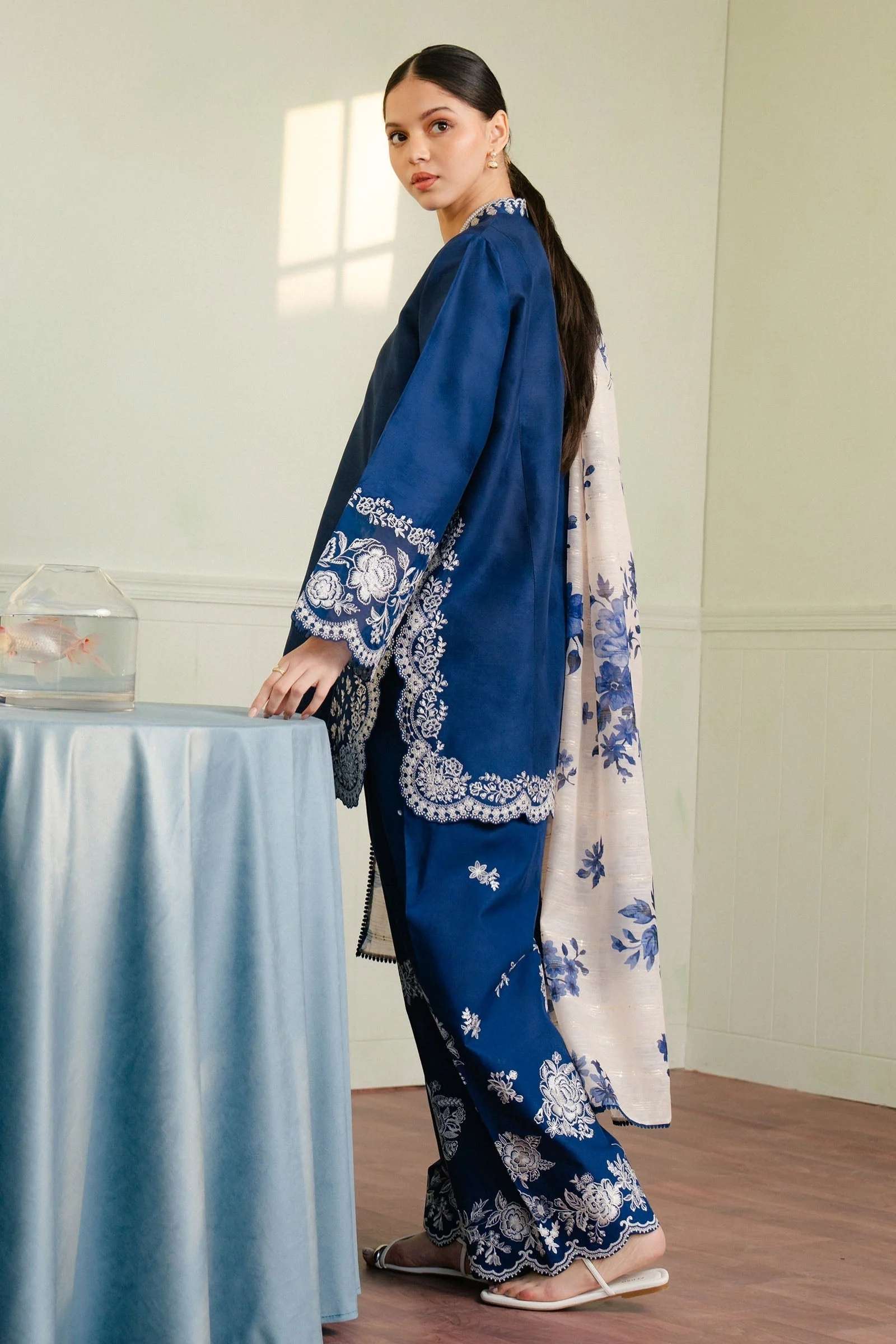 ZARA SHAHJAHAN 3PC lawn Embroidered suit with Lawn dupatta-6017