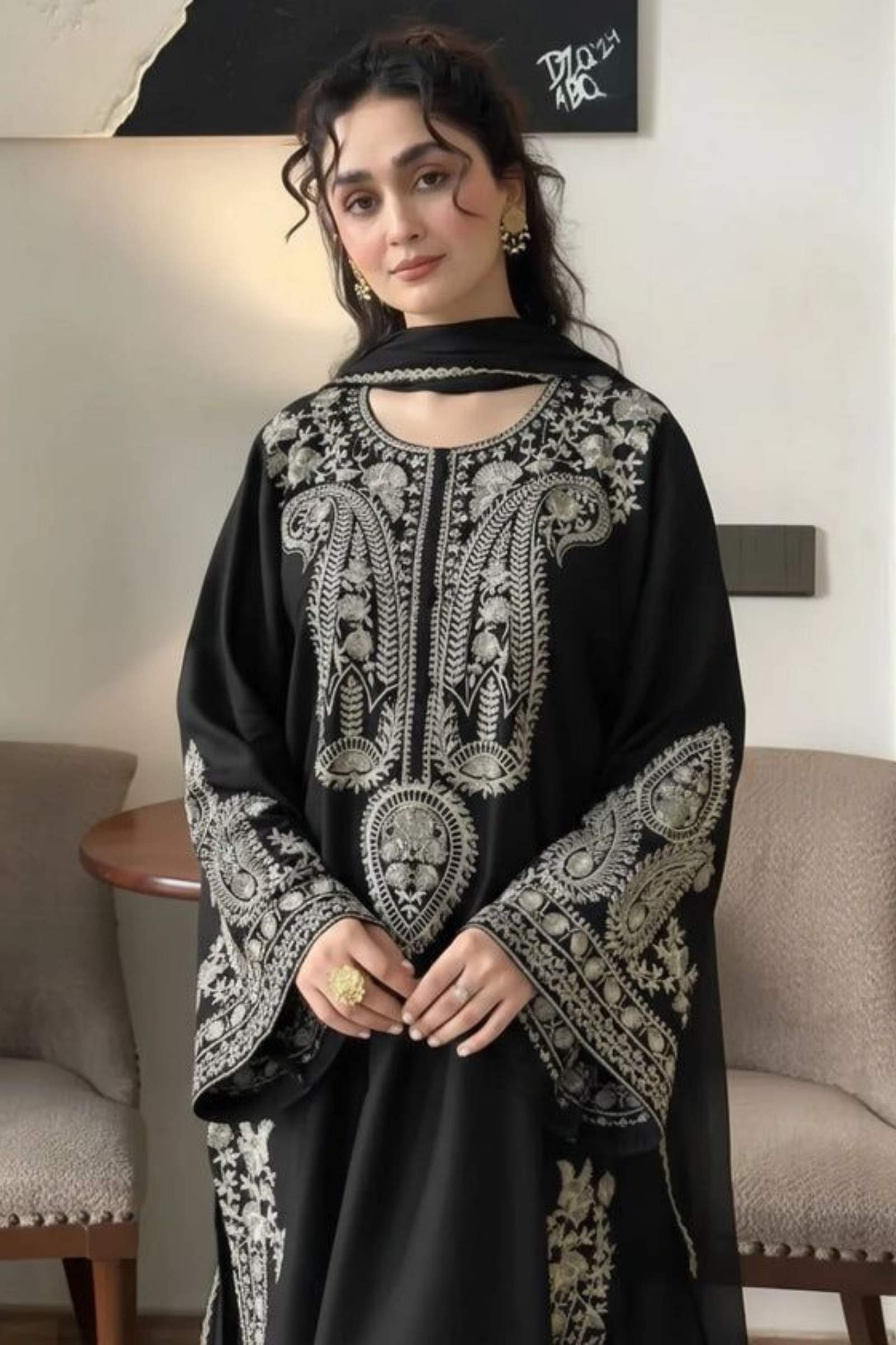 Afreen 3PC Lawn Embroidered with Chiffon Dupatta-6019