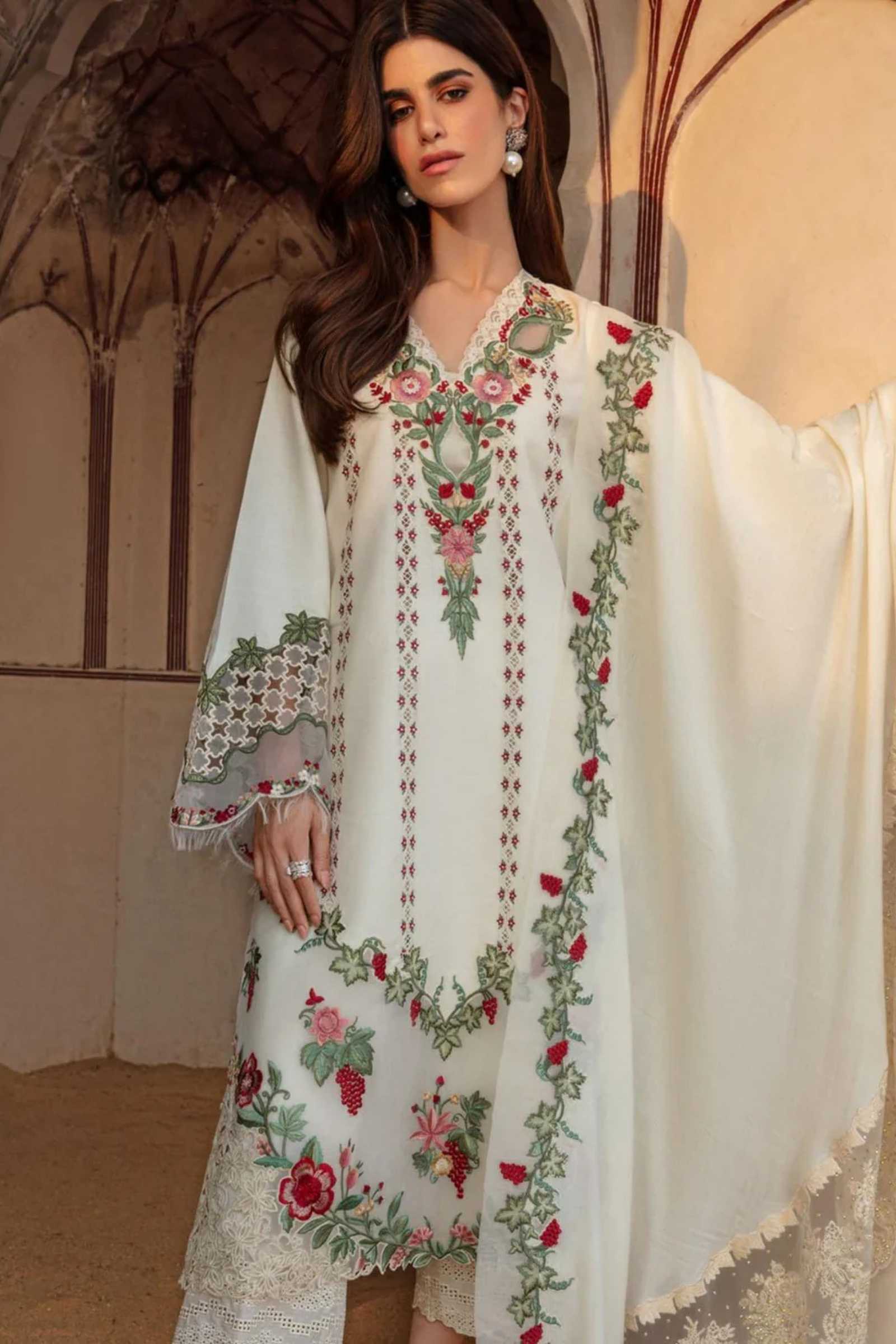 RANG RASIYA 3PC Lawn Embroidered with Voil Dupatta-6022