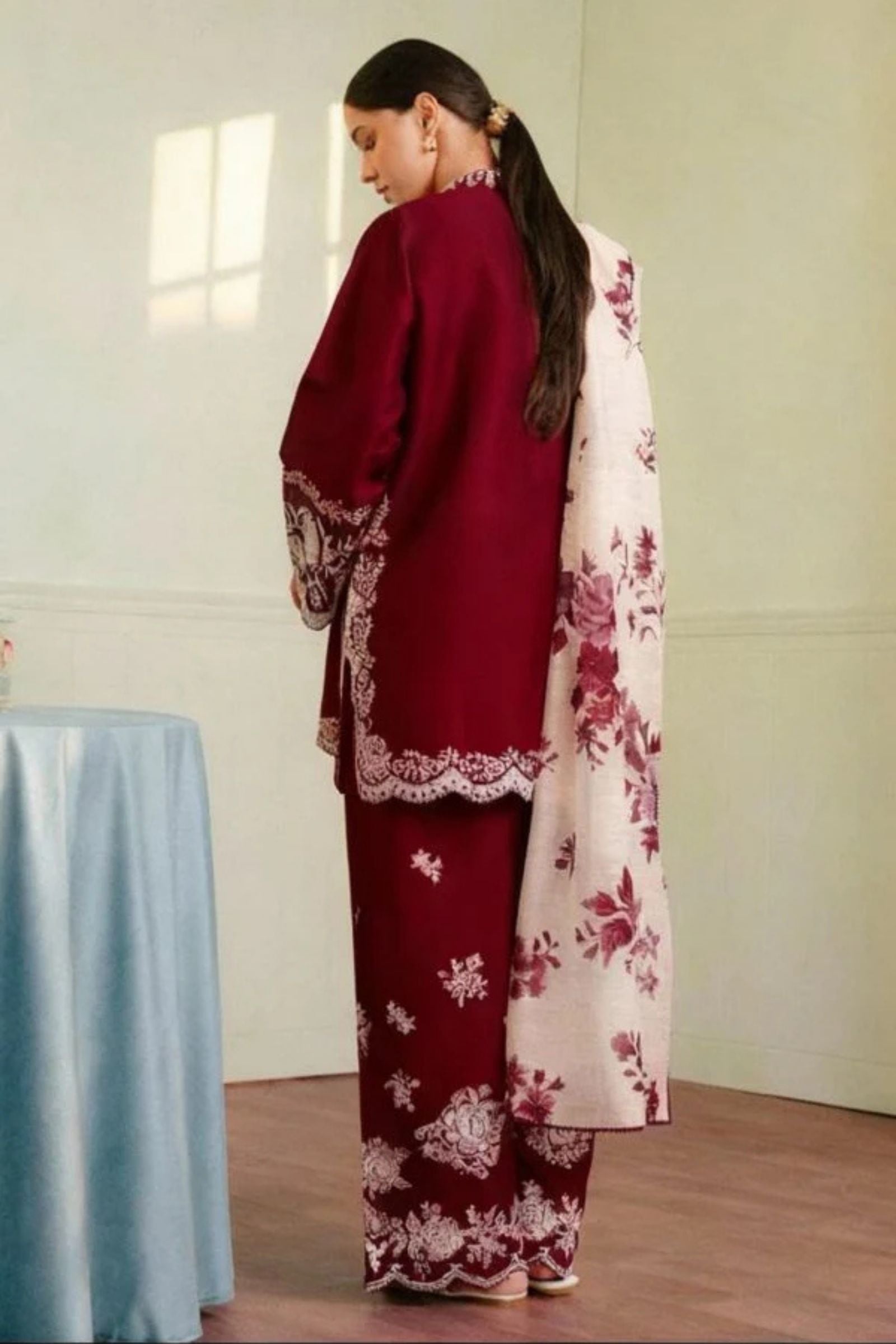 ZARA SHAHJAHAN 3PC lawn Embroidered suit with Lawn dupatta-6023