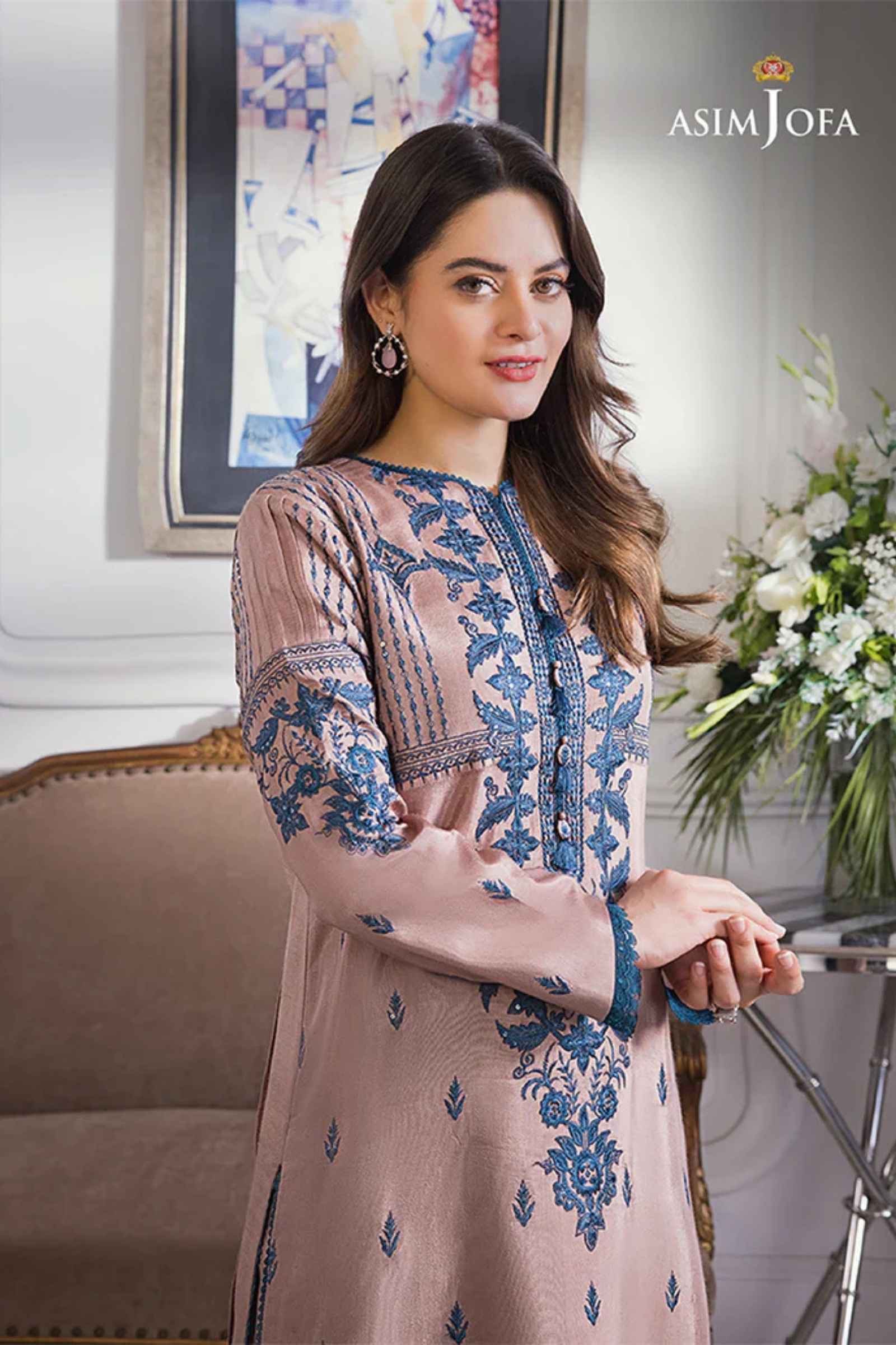 Asim Jofa 3PC Embroidered lawn with Bamber EMB Dupatta-6027