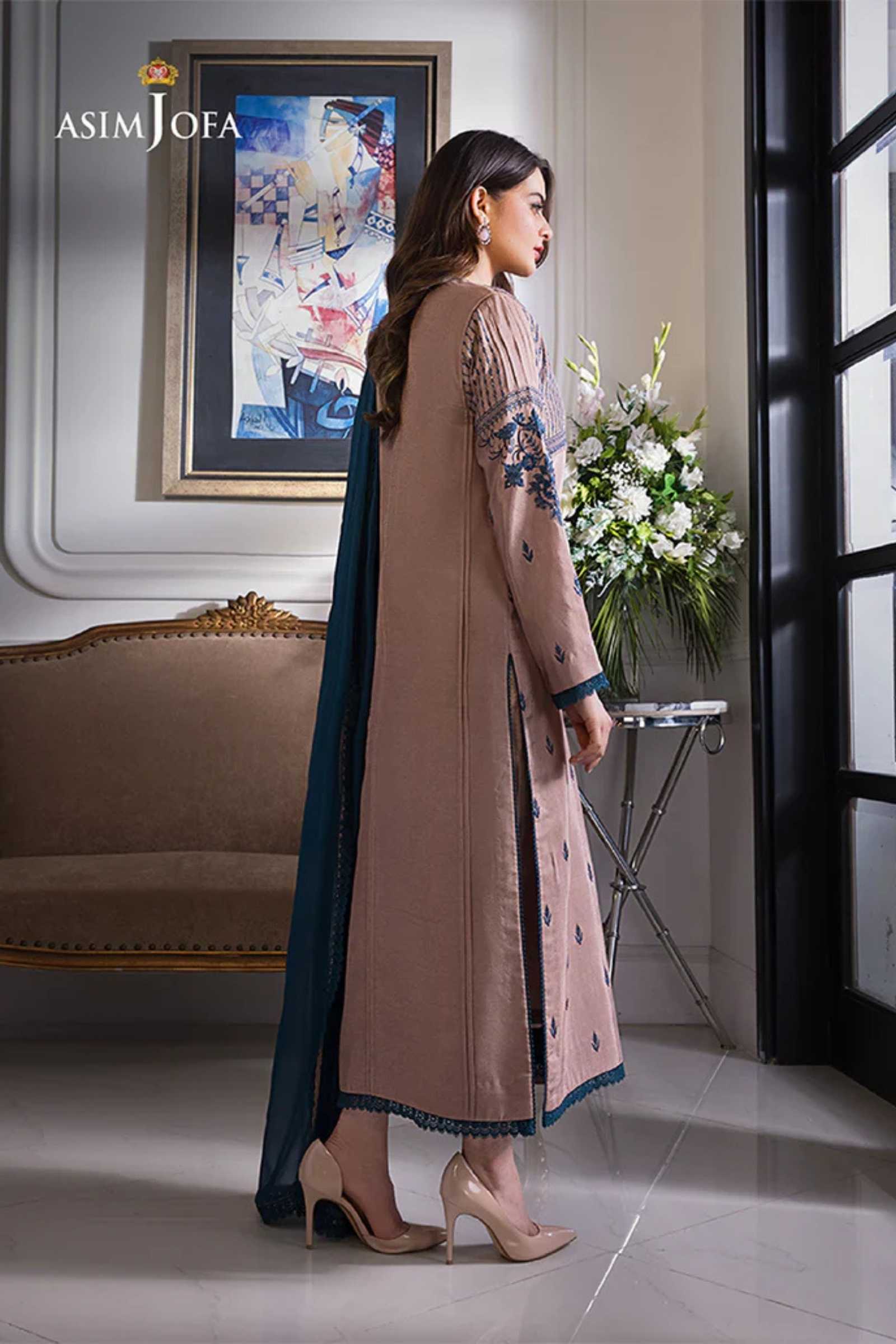 Asim Jofa 3PC Embroidered lawn with Bamber EMB Dupatta-6027