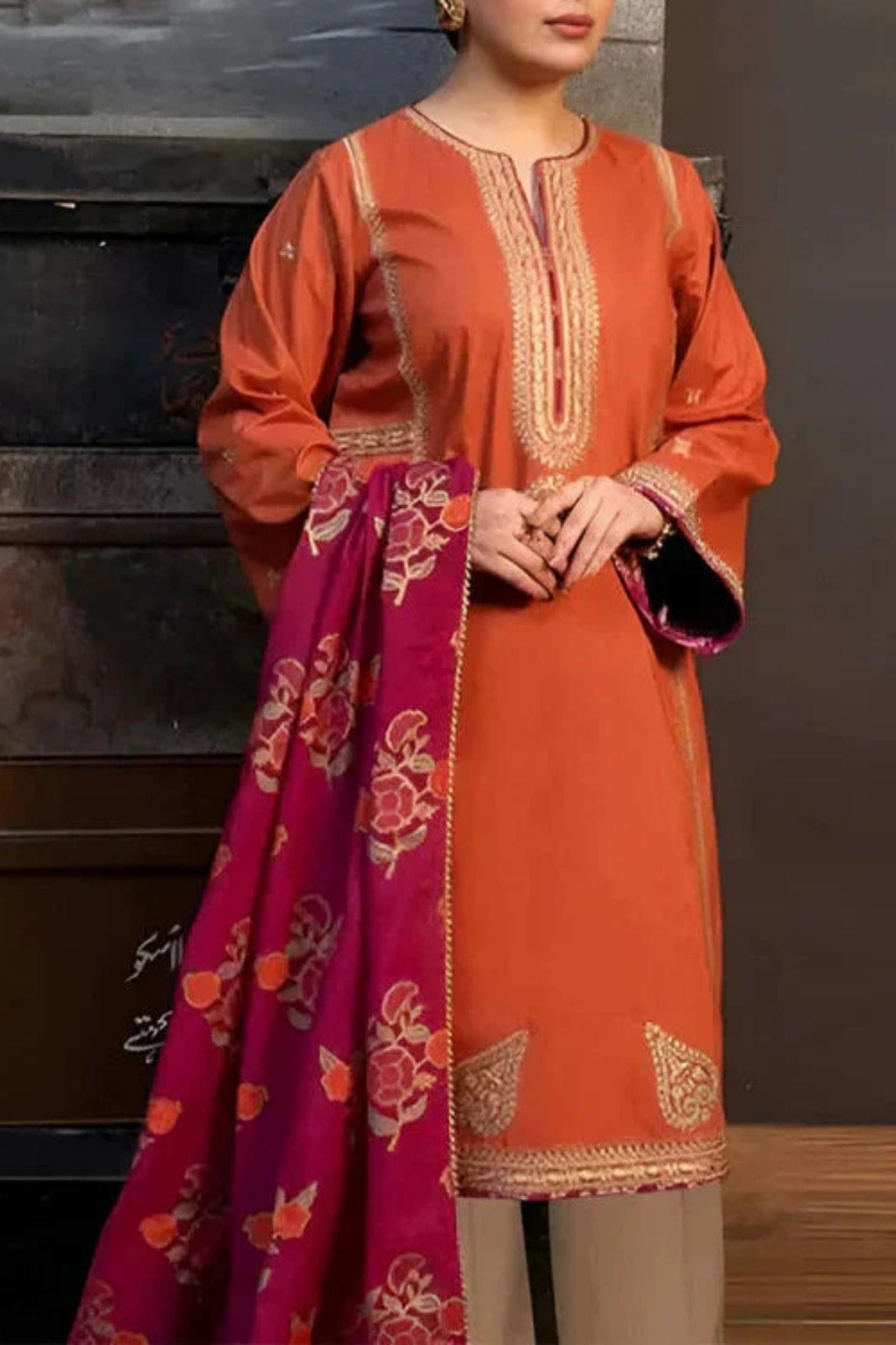 ZARA SHAHJAHAN 3PC Embroidered lawn with Voil Dupatta-6029