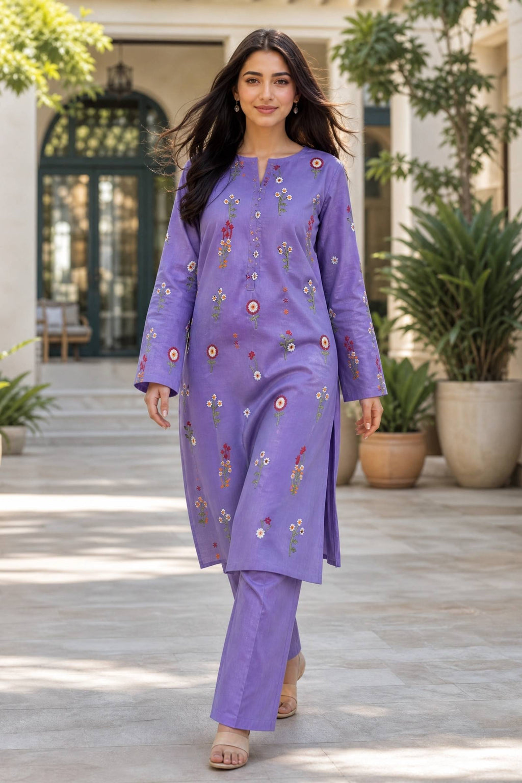 2PC Unstitched Embroidered Lawn - 401
