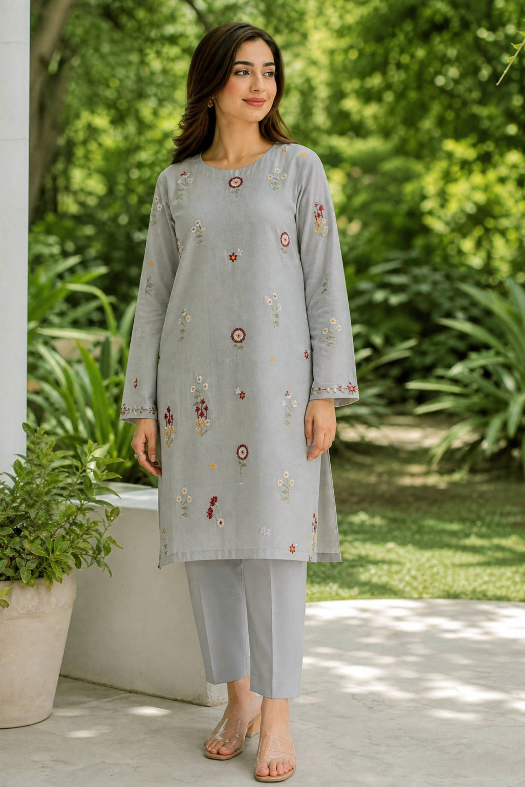 2PC Unstitched Embroidered Lawn - 417