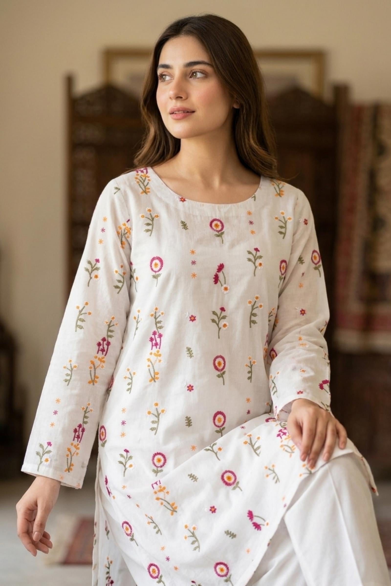 2PC Unstitched Embroidered Lawn - 414