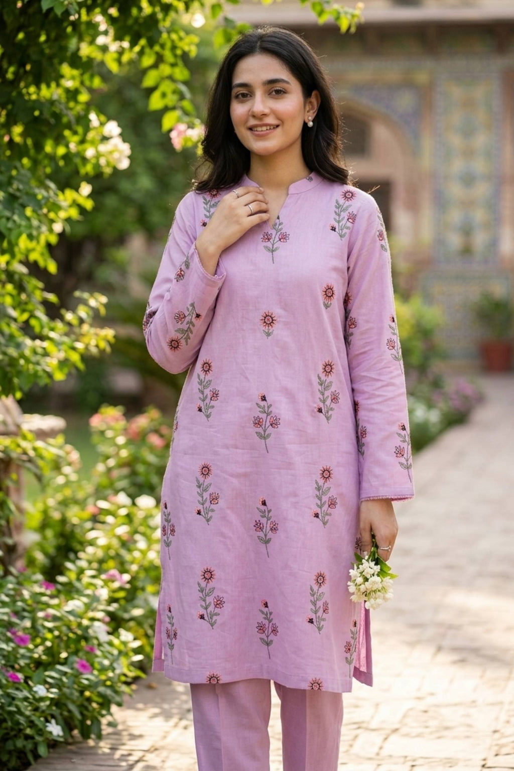 2PC Unstitched Embroidered Lawn - 413