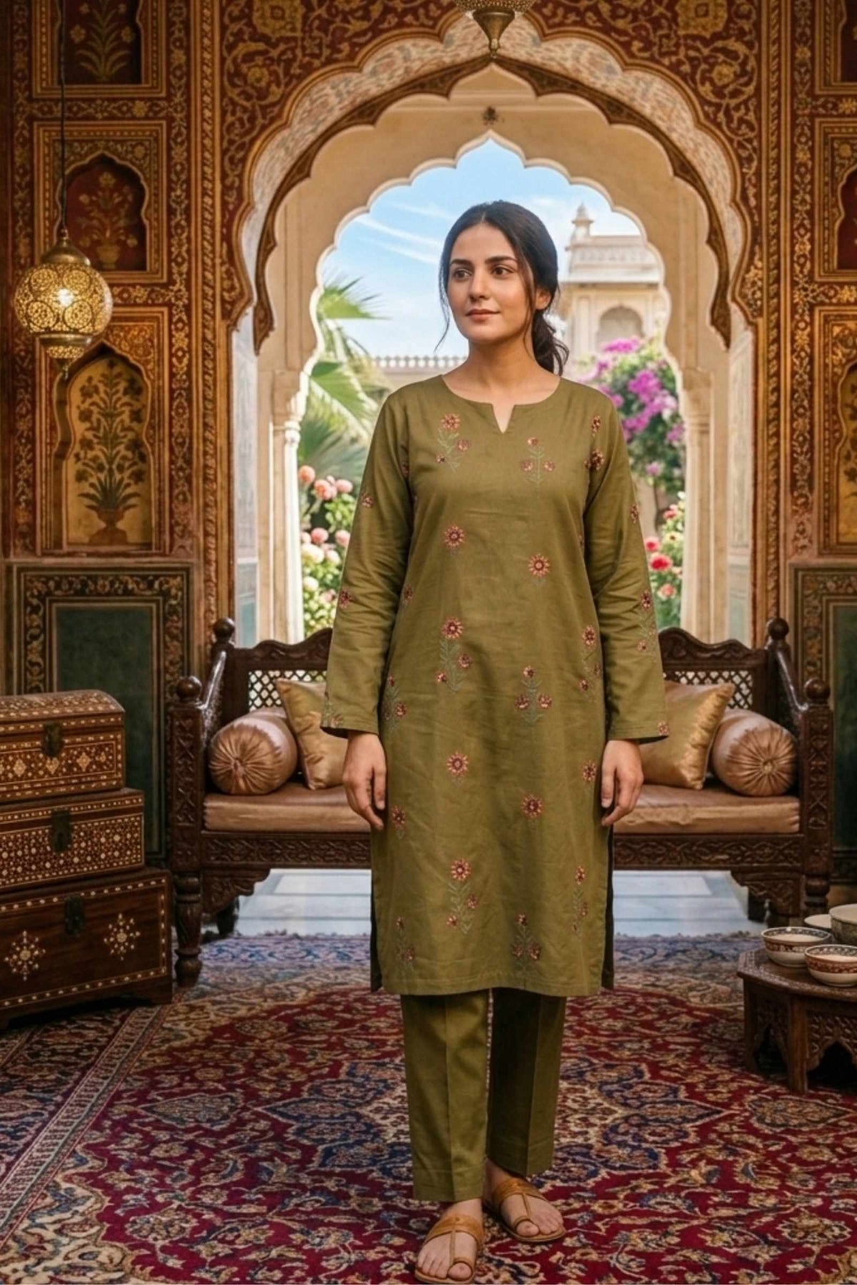 2PC Unstitched Embroidered Lawn - 412