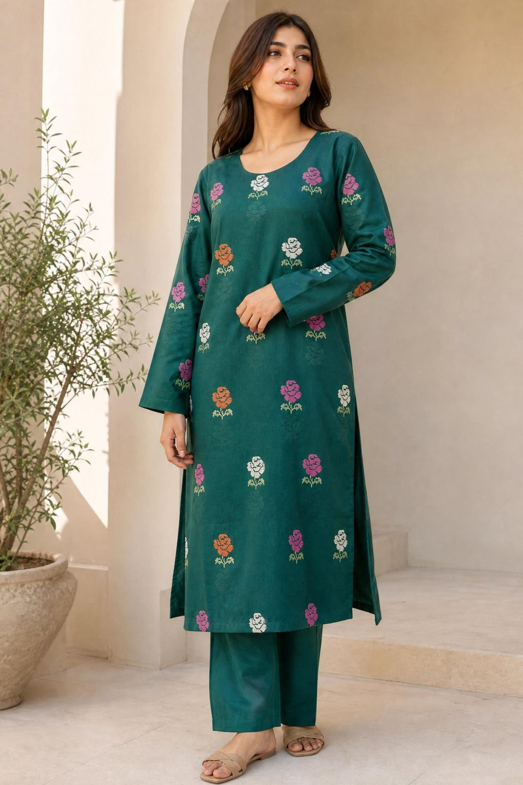 2PC Unstitched Embroidered Lawn - 407