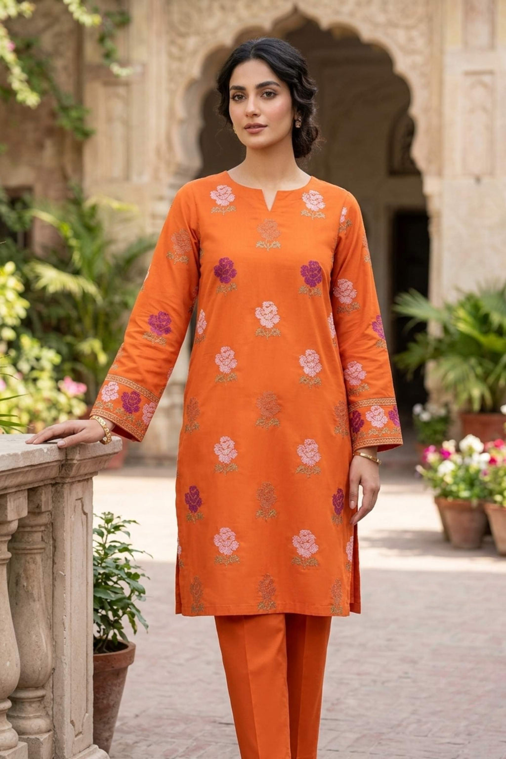 2PC Unstitched Embroidered Lawn - 404