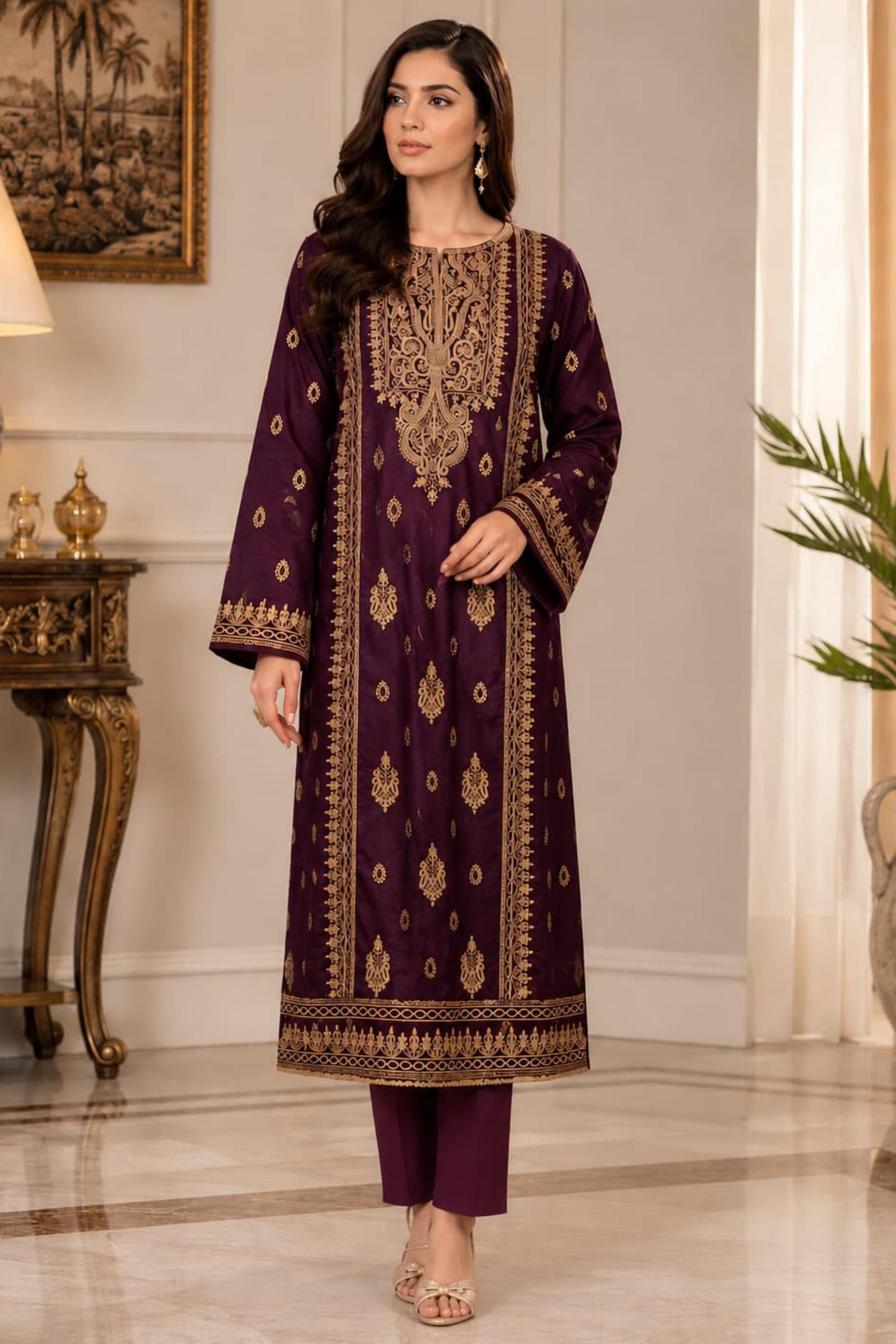 2PC Unstitched Embroidered Lawn - 421