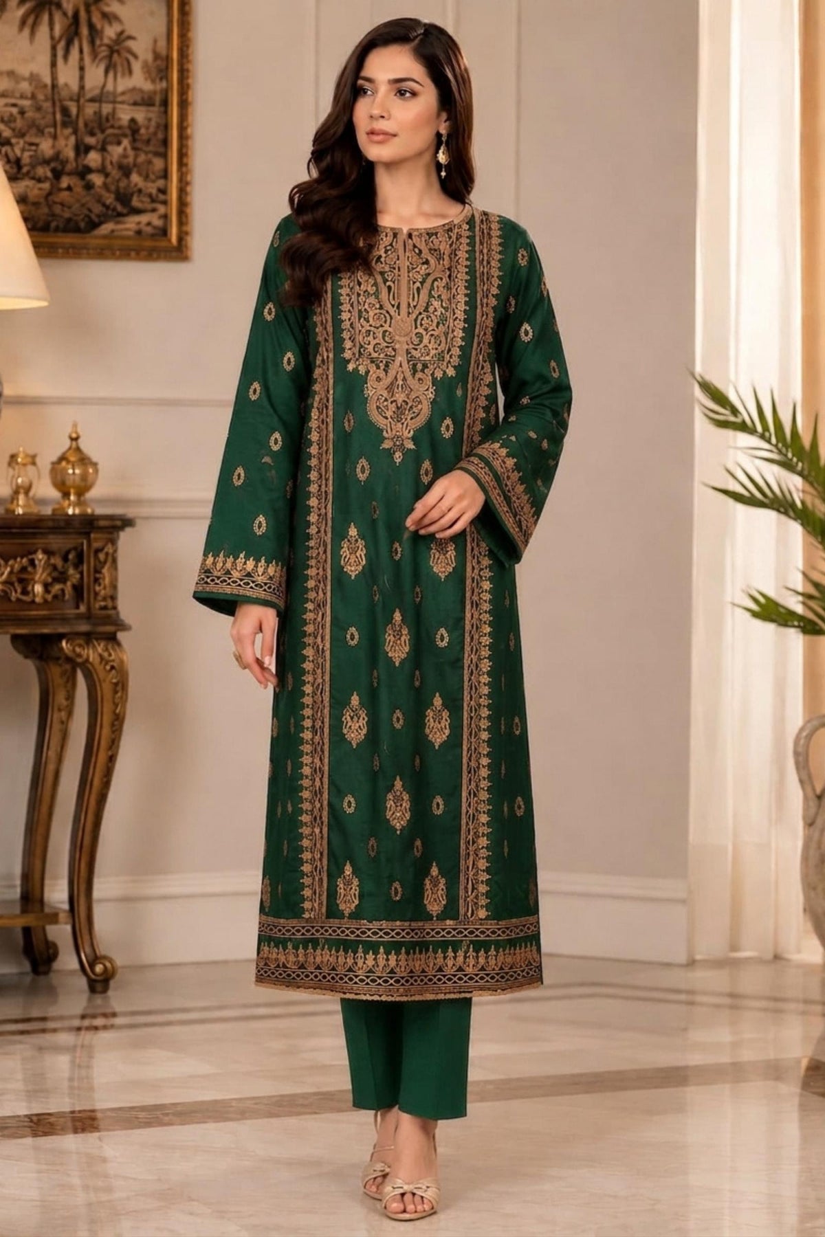 2PC Unstitched Embroidered Lawn - 419