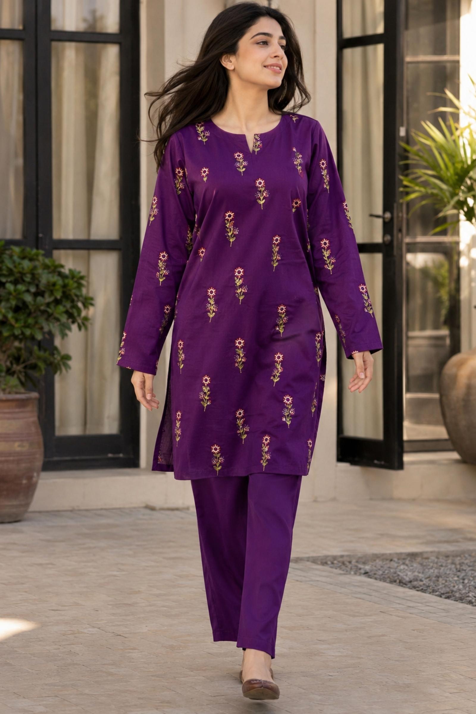 2PC Unstitched Embroidered Lawn - 423