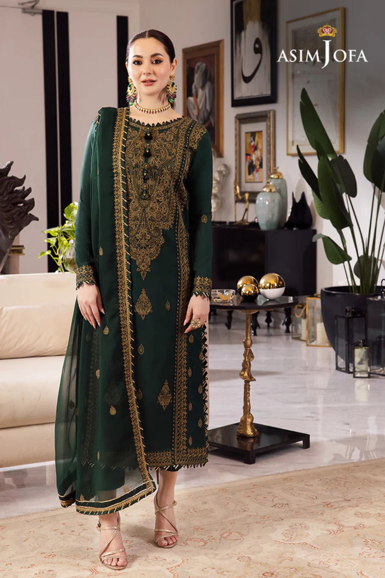 Asim Jofa 3PC Embroidered lawn with Bamber EMB Dupatta-6025