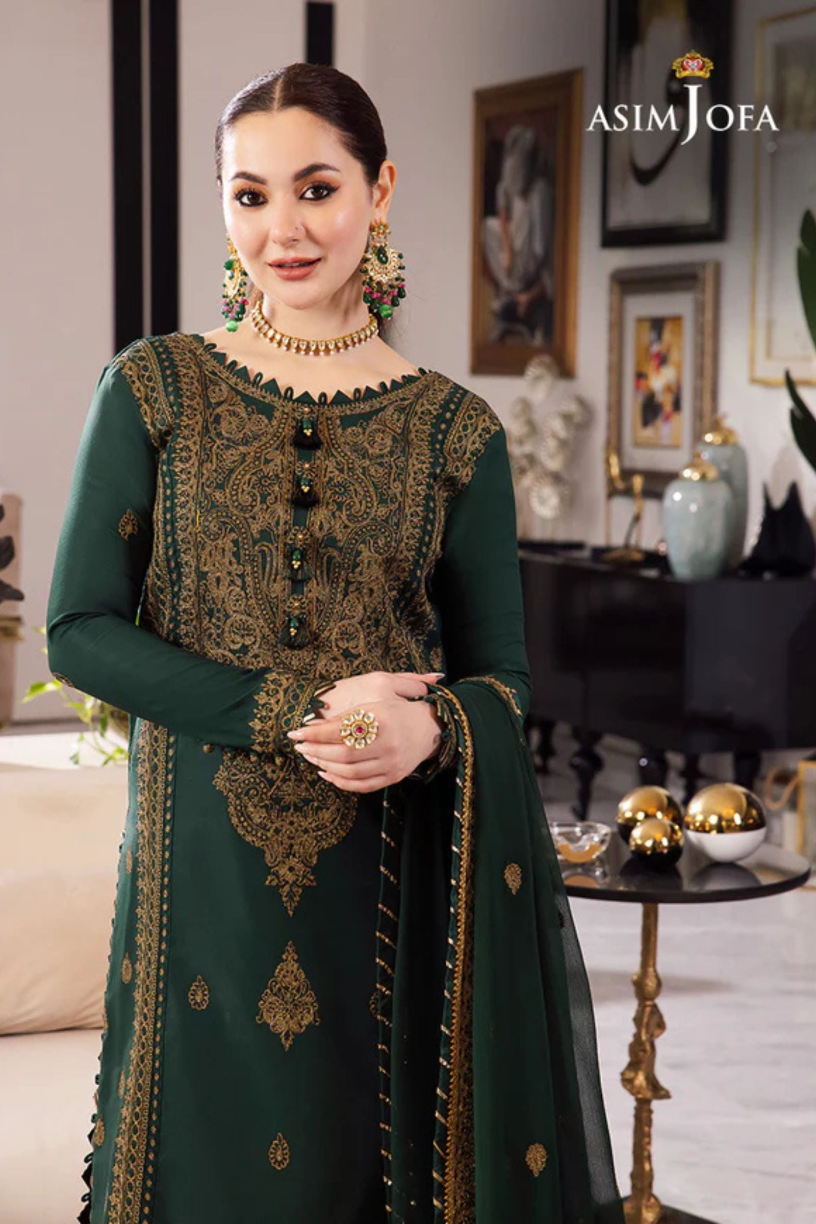 Asim Jofa 3PC Embroidered lawn with Bamber EMB Dupatta-6025