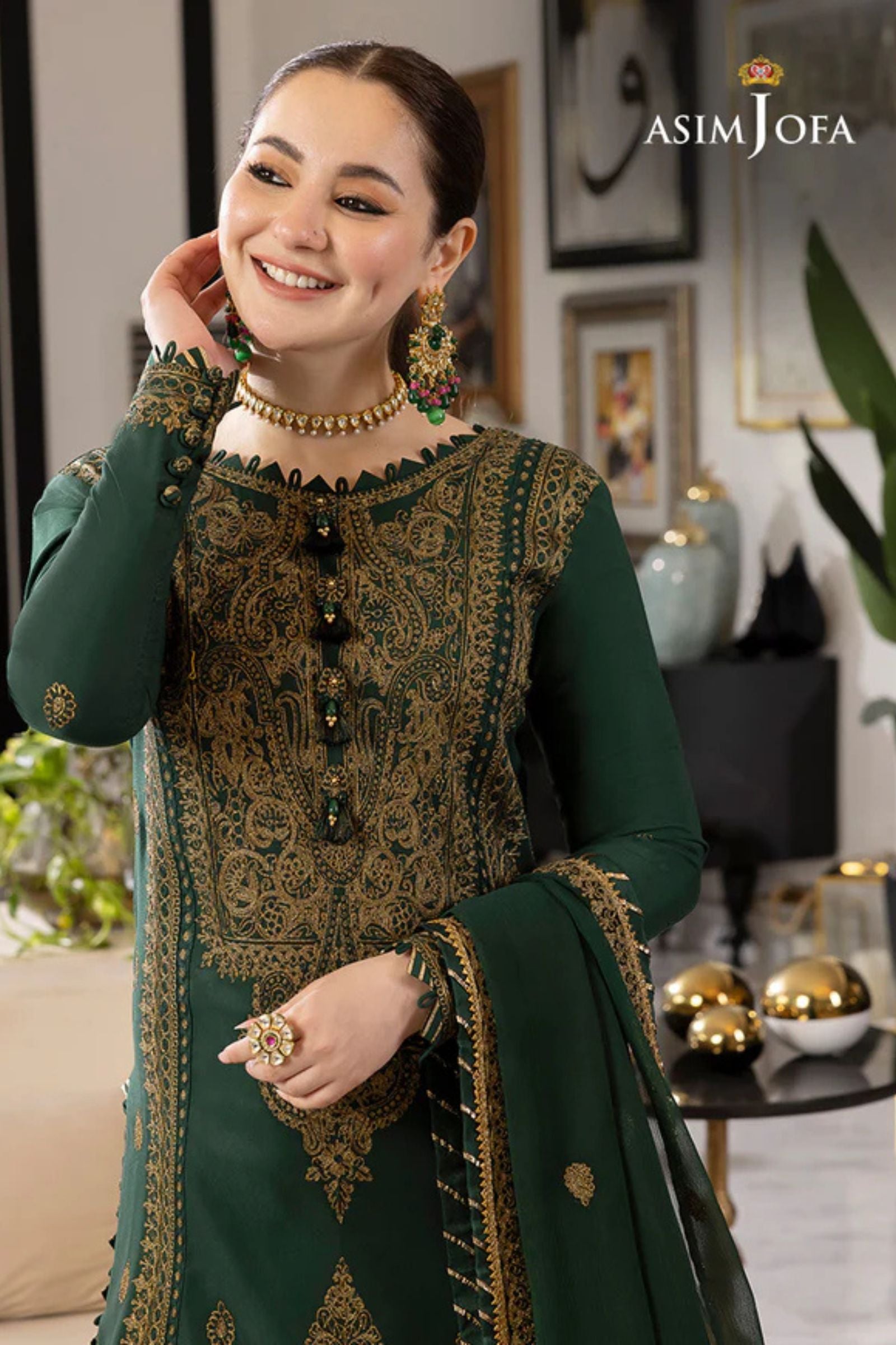 Asim Jofa 3PC Embroidered lawn with Bamber EMB Dupatta-6025