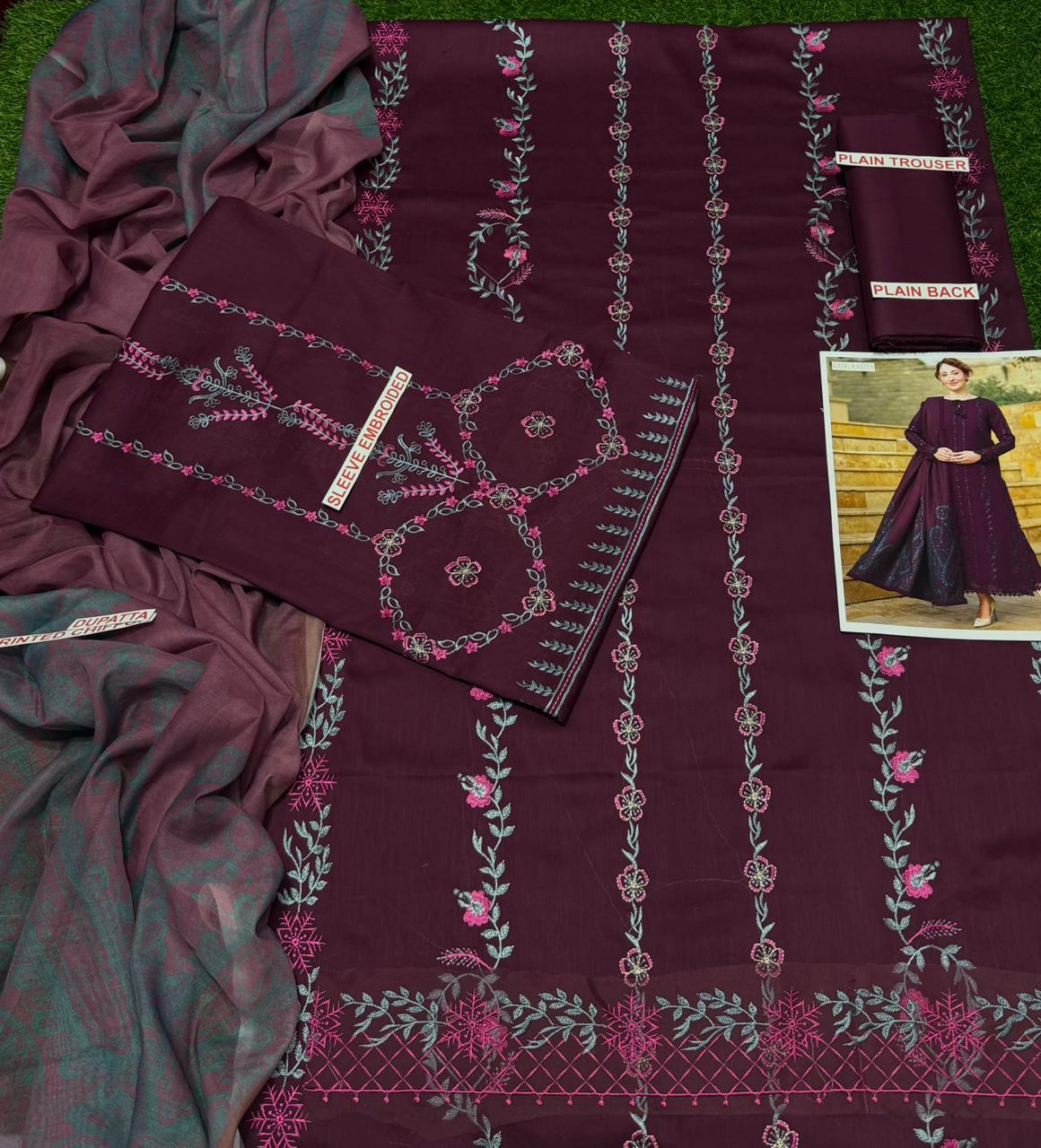 RANG RASIYA 3PC Lawn Embroidered with Voil Dupatta-6021