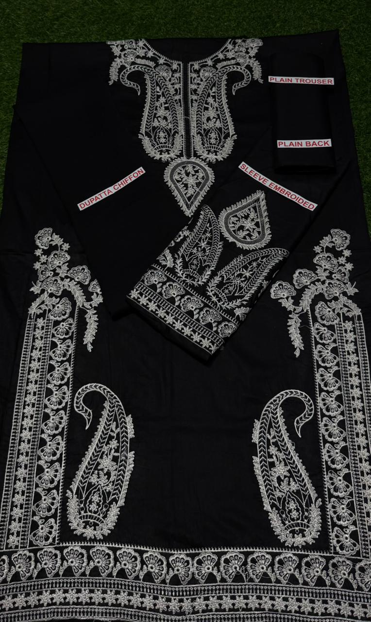 Afreen 3PC Lawn Embroidered with Chiffon Dupatta-6019
